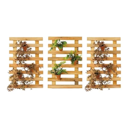 4 Painel Floreira Horta Vertical Treliça de Madeira Suporte de Plantas de Parede (Kit 4 Floreiras)
