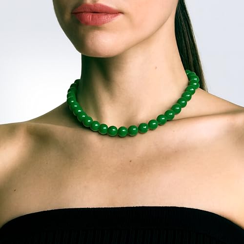 Collier de Perles d'Onyx Vert ajustable pour s'adapter à votre cou