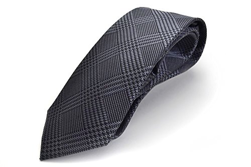 [HUGO VALENTINO] 超ロングネクタイ/グレンチェック/ブラック/グレー c-lon-h-10