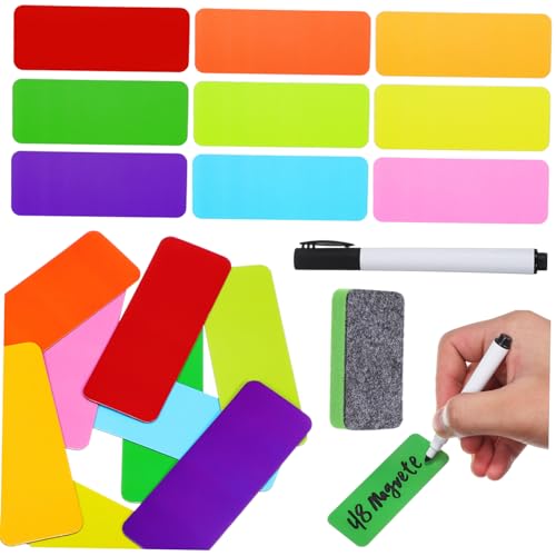 Homoyoyo Etiquetas Magnéticas Escribibles Colores con Rotulador y Brocha Adhesivos para Mensajes y Notas para Nevera Oficina y Aula
