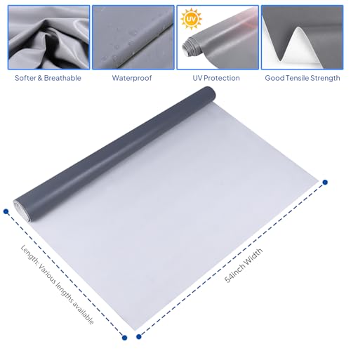 Premium 108"x54" Waterproof Synthetic Leather Fabric - Durable Marine Vinyl PU Faux Leather for Upholstery, Vehicles, Boats & More (Grey, 0.8mm Thickness) 3 Premium 108"x54" Waterproof Synthetic Leather Fabric - Durable Marine Vinyl PU Faux Leather for Upholstery, Vehicles, Boats & More (Grey, 0.8mm Thickness) - Image 2