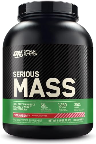 Optimum Nutrition Serious Mass Proteína para Ganar Peso, Sabor Fresa, 2.73kg, 8 Servicios