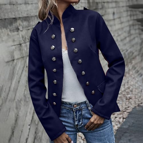 Women's Plus Size Vintage Open Front Slim Fit Button Dress Suit Blazer Jacket Casual Pocket Long Sleeve Jackets Coats 5