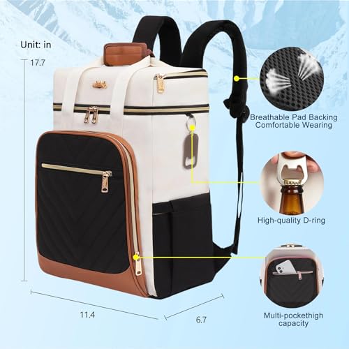 Image of Backpack Cooler Insulated Leakproof, Soft Cooler for Outdoor Camping Hiking | 7.5x13x18in, leakproof liner, waterproof oxford, multi pockets, wine opener, for camping hiking picnic fishing