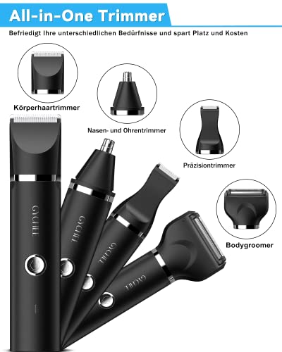 Körperrasierer Herren, Intimrasierer Mann, Body Rasierer Herren Elektrisch, Ohr- & Nasenhaartrimmer, Bodygroomer, Präzise Haarentfernung, 7-IN-1 Multi-Trimmer Kit, Wasserdichter & USB Wiederaufladbar - Image 3
