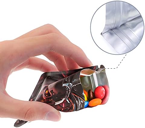 60 PCS Mylar Bags Food Storage Ziplock Bags with Thicken Design, Resealable Aluminum Seal Pouch Bags for Foods, Candy, Tea (7.8 x 10.3cm, Evil skull)