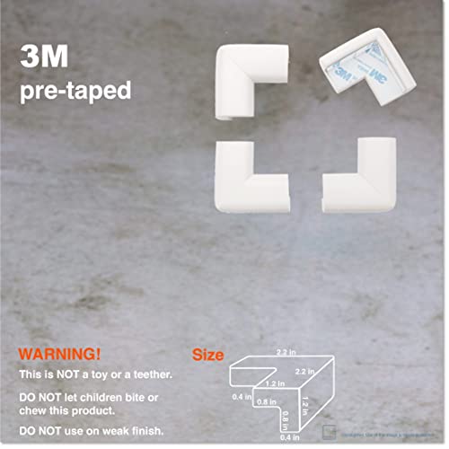 Rovingcove Corner Protector For Baby (4 Large Corners), Hefty-Fit Heavy-Duty Soft Rubber Foam Furniture Corner Bumper Guards, 3M Adhesive Pre-Taped, Oyster White #TOP4