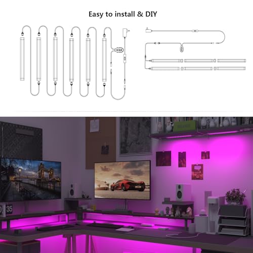Lámpara LED RGB bajo gabinete con control remoto, 6 piezas miniatura 6