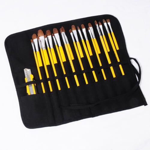Image of 22 Slots Canvas Art Paint Brush Holder Artist Paint Brush Roll up Holder Watercolor Brush Storage Bag Paint Brush Carry Case Outdoor Cutlery Bag Makeup Brush Pouch
