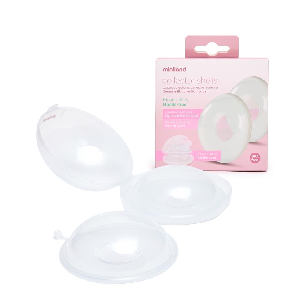 Miniland Conchas Recolectoras de Leche Materna, Recolector de Leche Materna, Lactancia, Reutilizables, Capacidad 20ml, Pack 2 Unidades, Discretas, Fácil Vaciado, BPA Free | Collector Shells