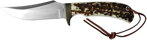 Uncle Henry Staglon 8.5 pulgadas alto carbono SS cuchillo de hoja fija con una hoja de 4.25 pulgadas y mango de Staglon para supervivencia al aire