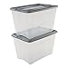 Produktbild Amazon Basics, 2er-Set, Aufbewahrungsboxen, 60 L, mit Clips, stapelbar, Wohnzimmer, Schlafzimmer, Garage - New Top Box NTB-60 - Grau / Transparent