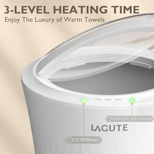 Lagute iSnug Towel Warmer for Bathroom, with 3-Level Timer, Warning Alarm & RGB Light, Auto Shut-Off, 5.3 Gal Heating Bucket for Bathrobe, Blanket, Ideal for Gifts