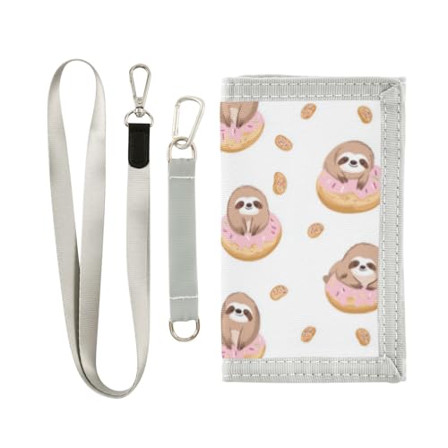 Wusikd Cute Sloths Floating Donut Kids Wallet for Boys Girls Toddler Trifold Wallet Novelty Wallet for Teens Women Men