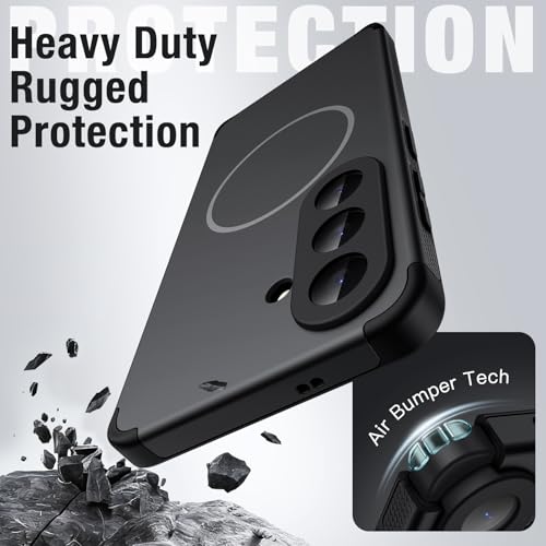Image of JETech Magnetic Cover Case for Samsung Galaxy S26, Compatible with MagSafe, Dual-Layer Heavy Duty Shockproof Phone Cover, Camera Lens Full Protection, Anti-Scratch Hard PC Back (Black)