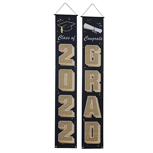 2 Pcs Graduation Party Bannières Grande Bannière de Fond de Graduation 2022 Accessoires de Graduation pour Grad University High School Student Graduation Cover