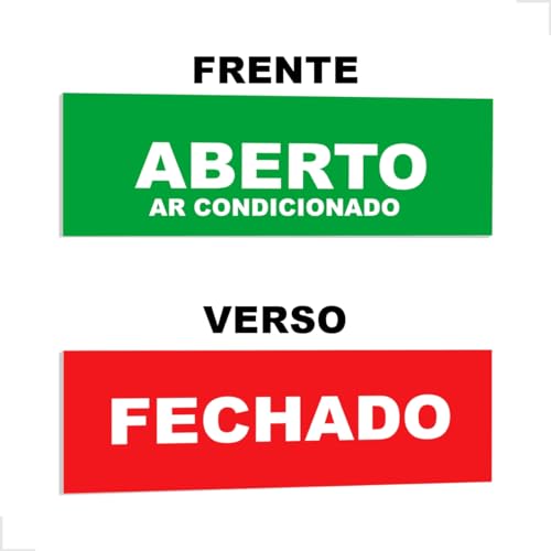 Placa de Aberto Ar Condicionado e Fechado Para Comercio Com Ventosa Porta De Vidro