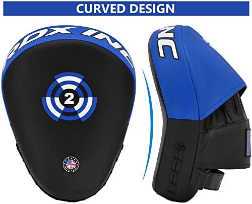RDX Boxing Pads Focus Mitts Maya Hide Leather Curved Hook and Jab Target Hand Pads Great for MMA, Kickboxing, Martial Arts, Muay Thai, Karate Training Padded Punching, Coaching Strike Shield