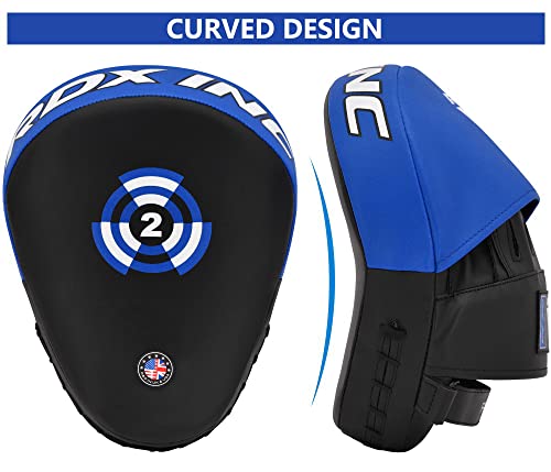 RDX Handpratzen Kampfsport Boxen MMA Training, Maya Hide Leder, Boxpads Schlagpolster Kickboxen Boxpratzen Weiß Schwarz, Trainerpratzen Handschlagpolster Boxing Pad, Schlagkissen Taekwondo Muay Thai