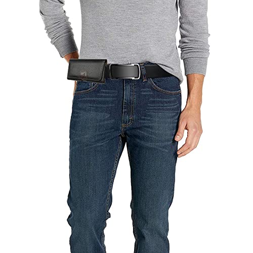 Celzen Leather Cell Phone Holster For Boost Celero 5G, Motorola Moto G, Moto G Power 2021/2022, Tcl 30V, 30Xe, 30Xl, Wiko Voix - Horizontal Case Waist Carrying Pouch With Belt Clip/Loops, Black #TOP2