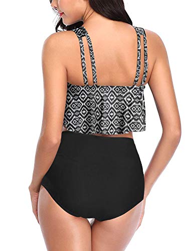 Fancyskin Retro Swimsuit Women Swimsuit Bottoms Tummy Control Covers Stomach 2 Piece Swimsuit Balck Geometric 2Xl #TOP3