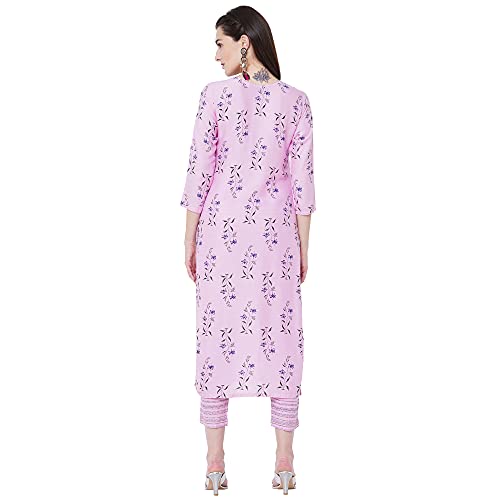 Image of GoSriKi Women's Cotton Straight Printed Kurta with Pant