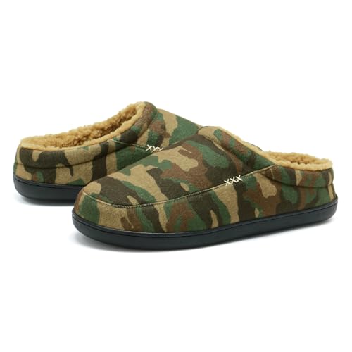 Image of NewDenBer Men's Warm Memory Foam Suede Plush Fleece Lined Slip on Indoor Outdoor Clog House Slippers