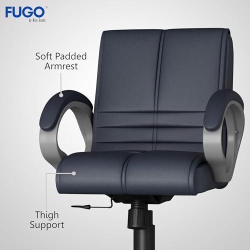 Image of FUGO FG235 with 3 Years Warranty Ergonomic Medium Back Office Chair with Adjustable Height, Cushioned Back&Seat, Tilting Mechanism, Heavy-Duty Metal Base, Perfect for Work, Study and Office (Grey)