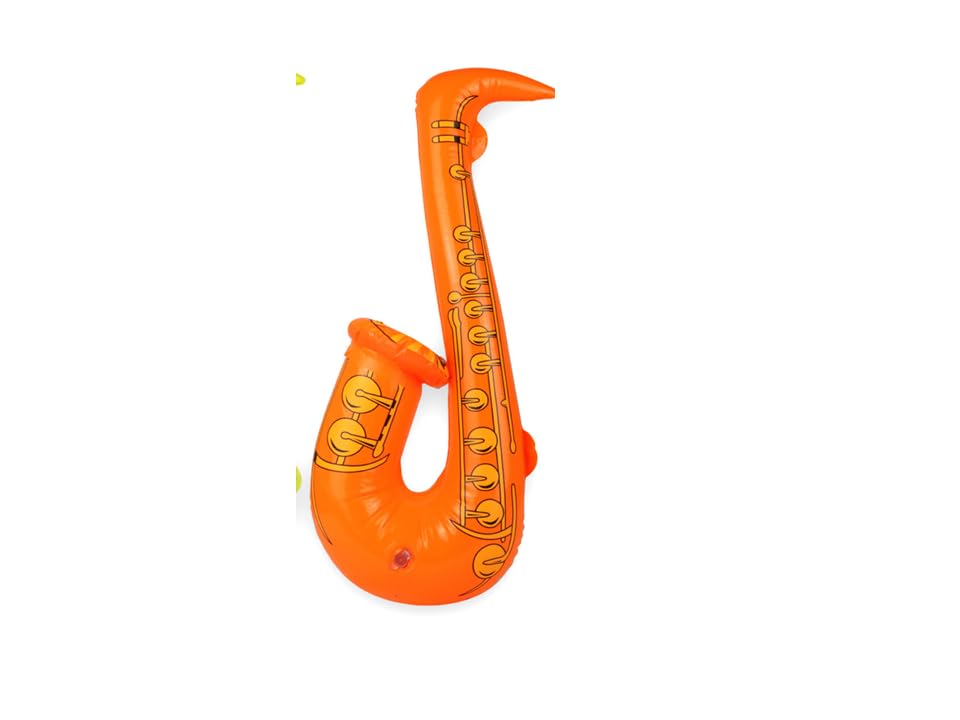 Inflatable Saxophone 55cm –Blow Up Party Instrument Costume Prop for Events, Celebrations & Fancy Dress (ORANGE)