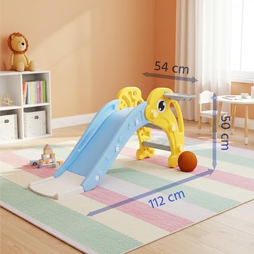 Image of Lifelong Cuppy Dolphin Slide for Kids 1+ Years with Basketball Hoop | Toddler Slide for Indoor Outdoor Play | Baby Durable Plastic Slide, Easy Assembly, Safe Fun Playset | Toy for Kids Boys & Girls