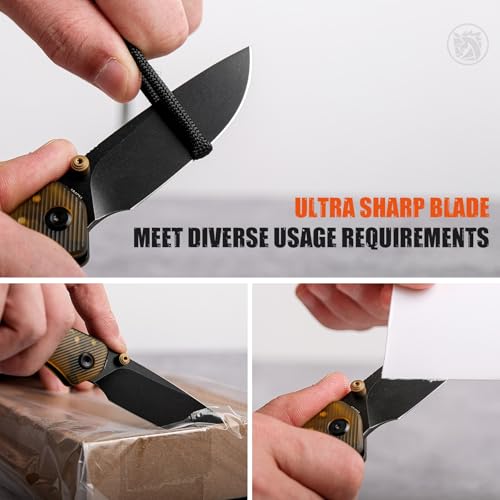 Image of Vosteed Marten EDC Folding Pocket Knife - 2.98 inch 154CM Blade - Top Liner Lock, Amber PEI Handle with Belt Clip - Camping, Hiking Knives - A1607