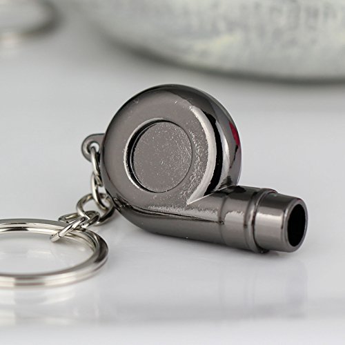 Image of maycom Creative Spinning New Chrome Polished Gunmetal Black Turbo Turbocharger Keychain Key Chain Ring Keyring Keyfob,make Whistle Sound