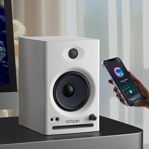 Image of Ortizan C7 Dual-Mode 2.0 Studio Monitors, Active Monitor Speakers for Near Field Music Production, Bluetooth 5.3 Wireless Computer PC Monitor Gaming Bookshelf Speakers(Pair, Beige)