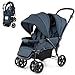 COSTWAY Passeggino Doppio Pieghevole per Bambini, Passeggino Gemellare...