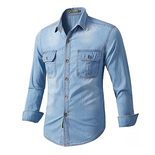 Chemise homme slim fit rétro en coton léger pour le printemps