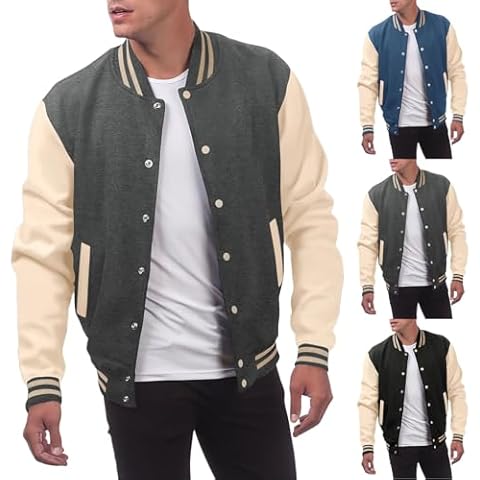 Men's Grey Varsity Jacket with Patches Cover