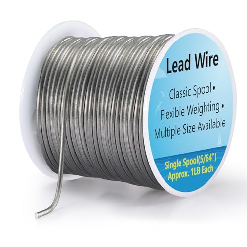 holama Lead Wire Solid Core Roll 1 Lb Spool — Soft High Density Lead Line for Fishing Sinkers, Drift & Dragging Weights, Fly Tying Crafting Material with 5/64", 1/8", 3/16", 1/4" Gauge Available