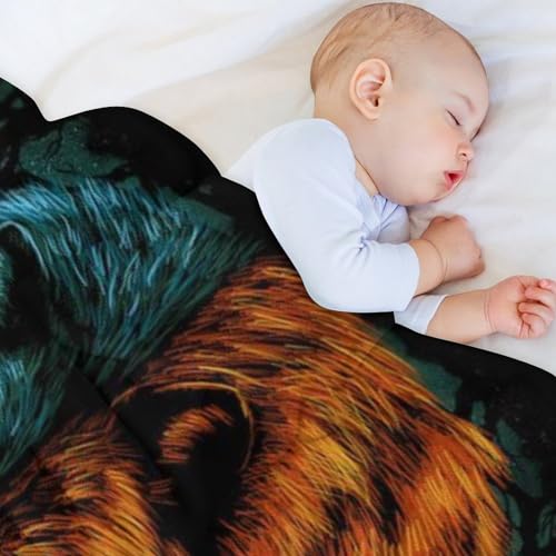 Couverture en flannel moelleuse et chaude loup lavable en machine - 5
