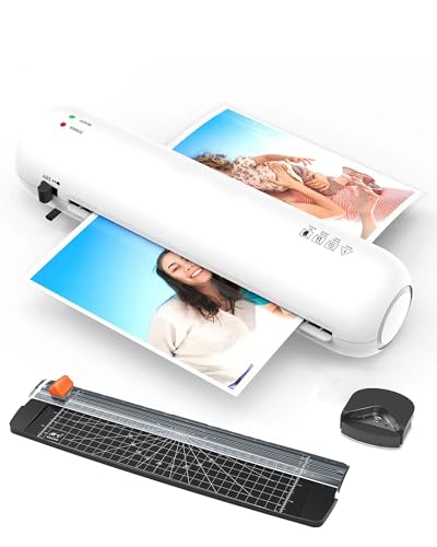 ALLESM Laminator, 4 in 1 Personal Thermal Laminator Machine with 40 Laminating Sheets, A4 Laminating Machine Hot & Cold with Paper Trimmer & Corner Rounder for Home School Office