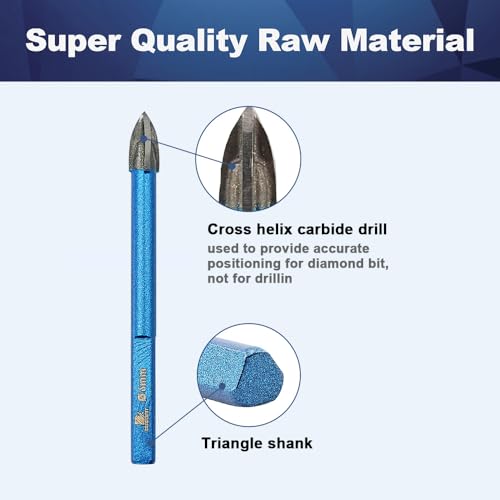 Image of Masonry Drill Bit BRSCHNITT 3 /16 inch,1 /4 inch*4,5 /16 inch*2,3 /8 inch*2,1 /2 inch Carbide Tips Concrete Drill Bit Set for Pots Bottles Ceramic Tile Glass Brick Ceramic Triangle Shank