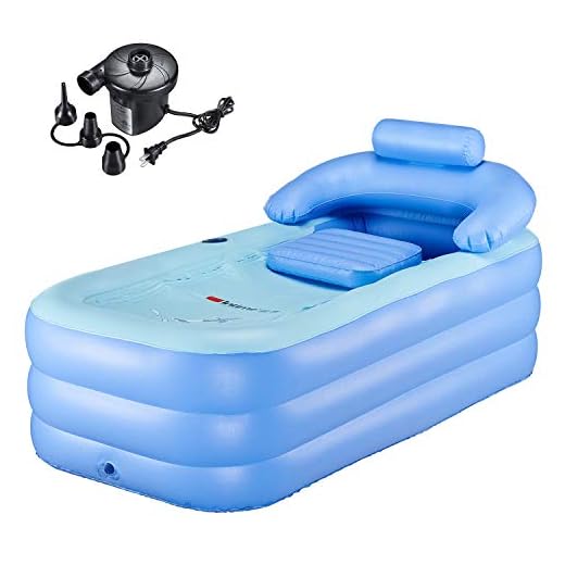 WBHome Inflatable Bath Tub PVC Portable Bathtub for Adult Bathroom SPA with Electric Air Pump, Blue