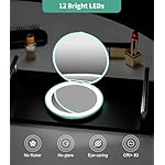 wobsion LED Lighted Travel Makeup Mirror, 1x/10x Magnification, Compact, Portable for Handbag, Purse, Pocket, 3.5 inch Illuminated, Folding, Handheld, 2-Sided, Round, Cyan - Image 5