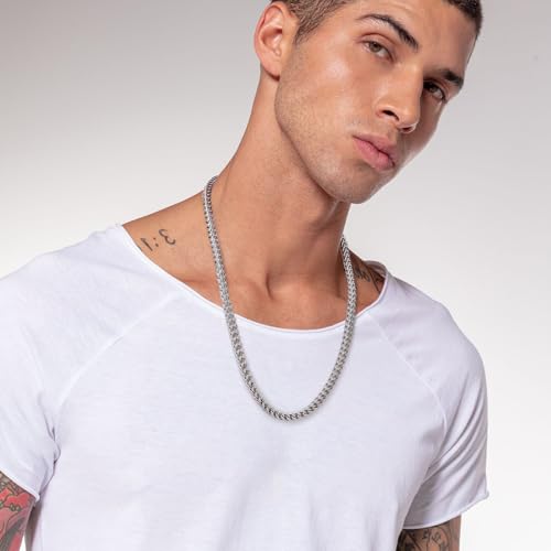 HZMAN Franco Chain for Men 3mm/4mm/5mm/6mm Stainless Steel Men's Chain Square Box Link Chain Necklace 16-30 Inch3