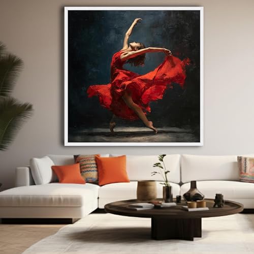 Tableau flamenco robe rouge pour salon chaleureux moderne