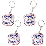 Healeved Llavero Étnico Mongol 4 Piezas Miniatura de Yurta Tradicional Mongola Accesorio Ligero para Llaves y Bolsos Recuerdo Cultural para Viajes y Regalos