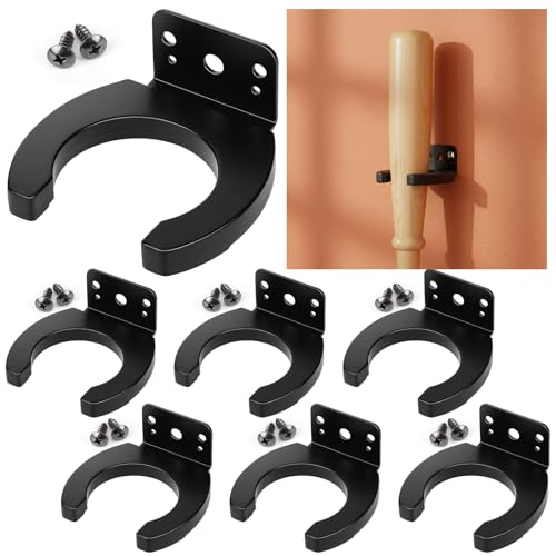 Hollowfly 6 Pcs Baseball Bat Display Wall Mount Vertical Baseball Bat Wall Holder Sturdy Hanger Rack for Sports Enthusiasts Display Memorabilia Collectibles Storage Decor