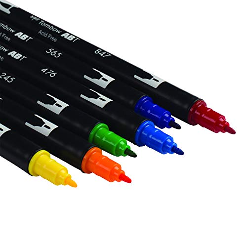 Image of Tombow Dual Brush Pen Set, 6-Pack, Primary Colors (56162)