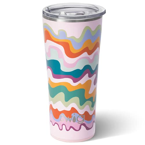 Swig Life 22oz Triple Insulated Stainless Steel Skinny Tumbler with Lid, Dishwasher Safe, Double Wall, and Vacuum Sealed Travel Coffee Tumbler in Sand Art Print