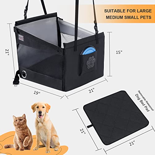 Dog Car Seat For Pet Travel With Waterproof Pad, Half Seat Dog Hammock,Harness Hook, Breathable Mesh, And Adjustable Backseat Safety Belt, Small, Medium, Large Size #TOP1