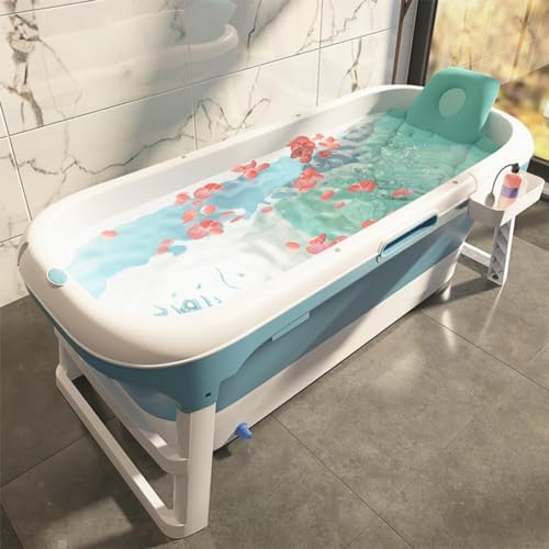 Badewannenkissen, Faltbares Rutschfestes Badekissen Badewannenkissen, Ganzkörper Badewannenmatte mit Kissen Erwachsene,Schnell Trocknendes Badekissen Rücksenkissen für Home Spa Badewannen(Blau)